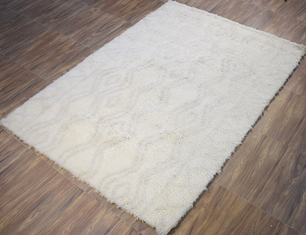 Silver and Charcoal 5X8 Rug Modern Handmade New Zealand Wool Area Rug | TRD172158