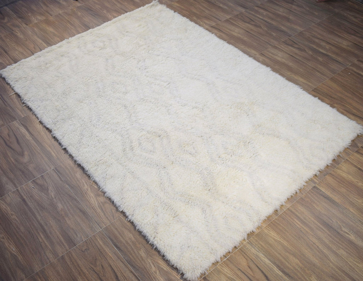 Silver and Charcoal 5X8 Rug Modern Handmade New Zealand Wool Area Rug | TRD172158