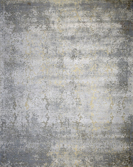 Silver and Charcoal 8x10 Rug Traditional Handmade Wool and Bamboo Silk Area Rug | TRD1788810