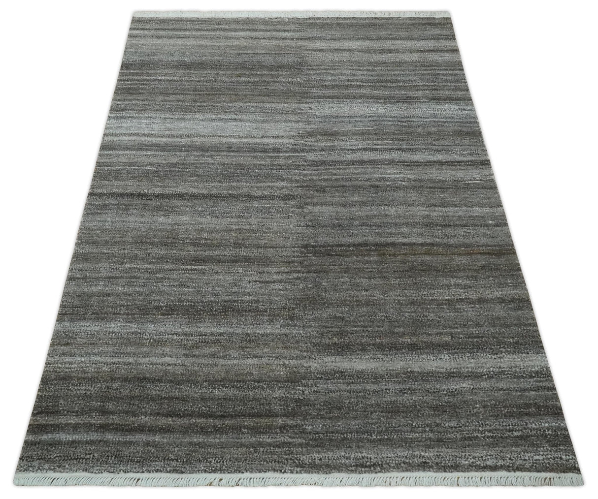 Silver and Charcoal Modern Abstract 5x8 Dari Pet yarn Area Rug