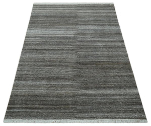Silver and Charcoal Modern Abstract 5x8 Dari Pet yarn Area Rug