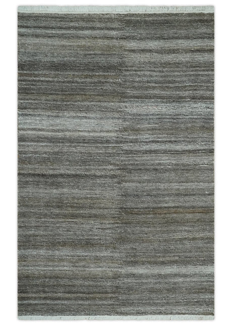 Silver and Charcoal Modern Abstract 5x8 Dari Pet yarn Area Rug