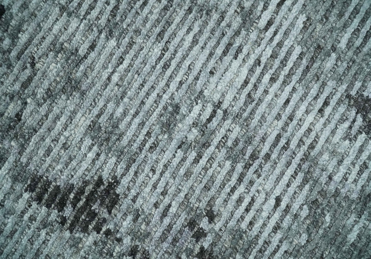 Silver and Charcoal Rug 8x10 Hand Woven Abstract Area Rug