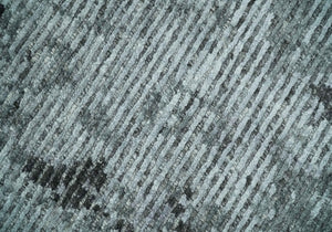 Silver and Charcoal Rug 8x10 Hand Woven Abstract Area Rug
