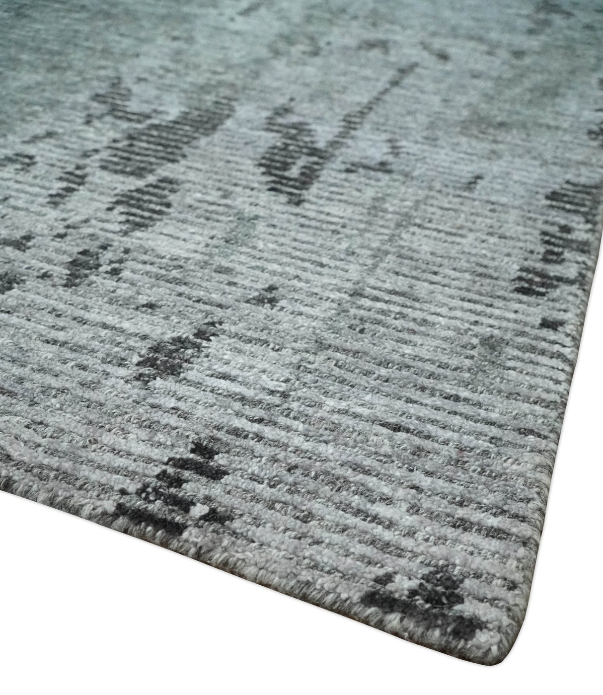 Silver and Charcoal Rug 8x10 Hand Woven Abstract Area Rug