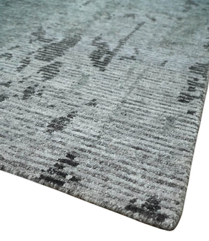 Silver and Charcoal Rug 8x10 Hand Woven Abstract Area Rug