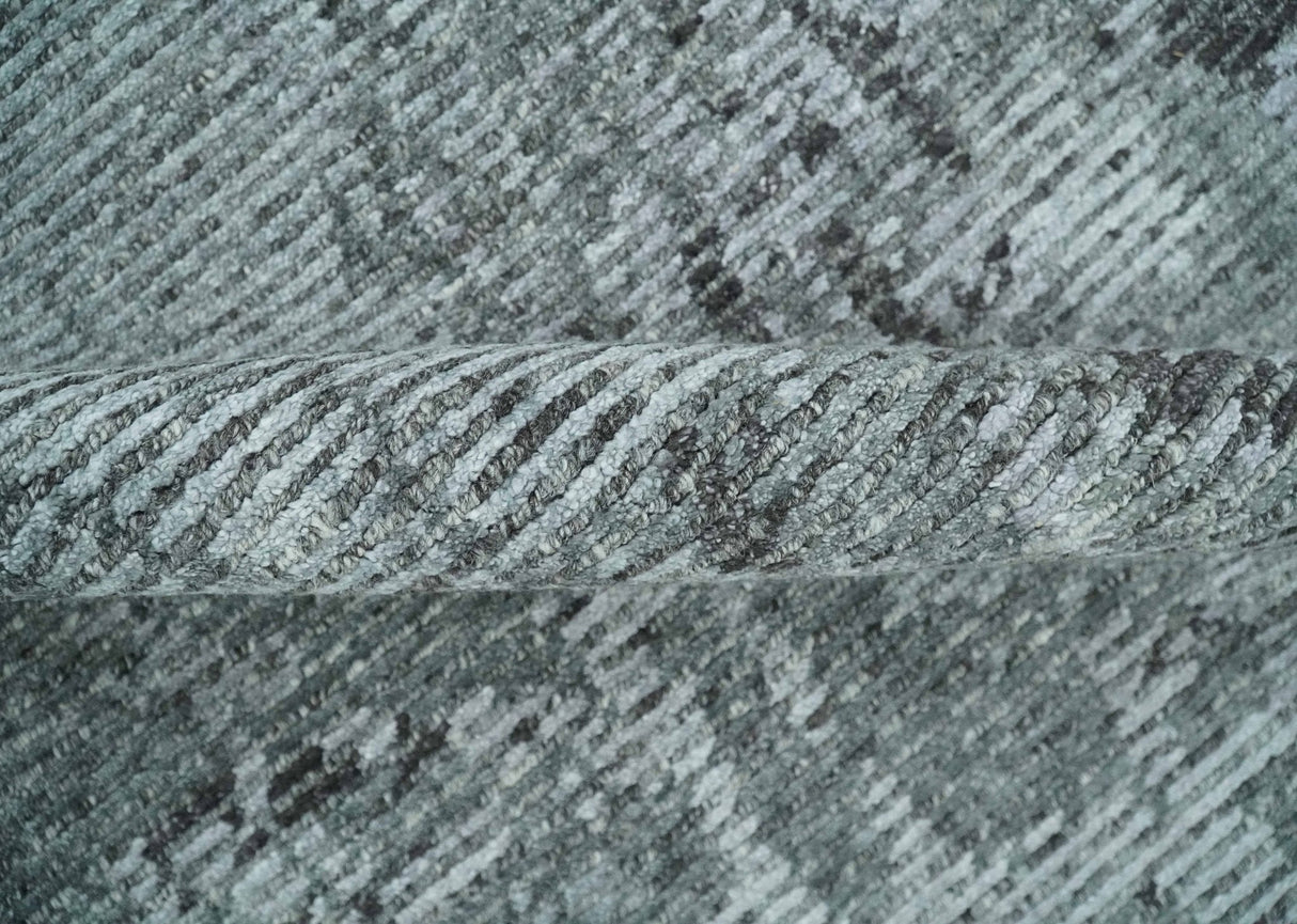 Silver and Charcoal Rug 8x10 Hand Woven Abstract Area Rug