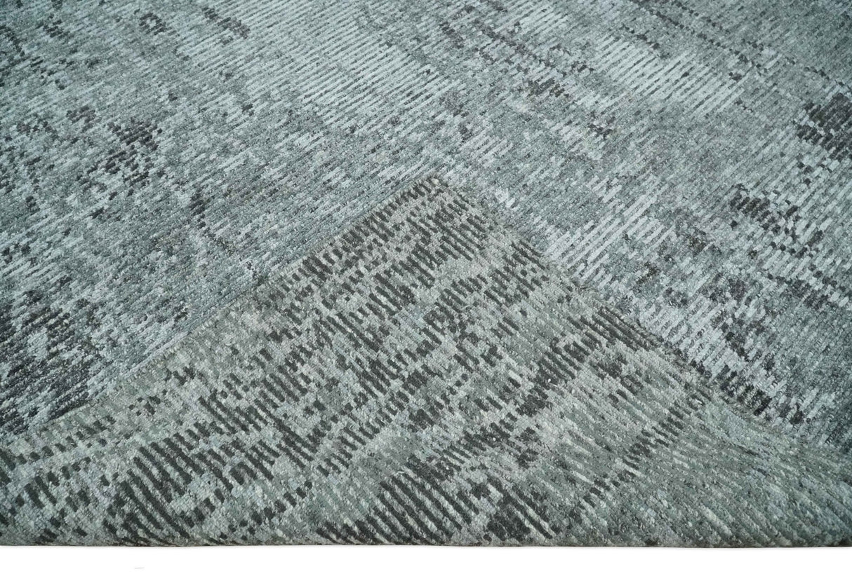 Silver and Charcoal Rug 8x10 Hand Woven Abstract Area Rug