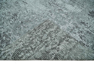 Silver and Charcoal Rug 8x10 Hand Woven Abstract Area Rug