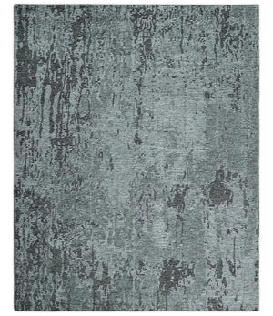 Silver and Charcoal Rug 8x10 Hand Woven Abstract Area Rug