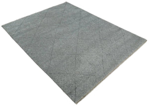 Silver and Gray Hand Woven 8x10 Trellis Moroccan Rug Made with Fine Wool | TRDCP78810
