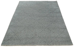 Silver and Gray Hand Woven 8x10 Trellis Moroccan Rug Made with Fine Wool | TRDCP78810