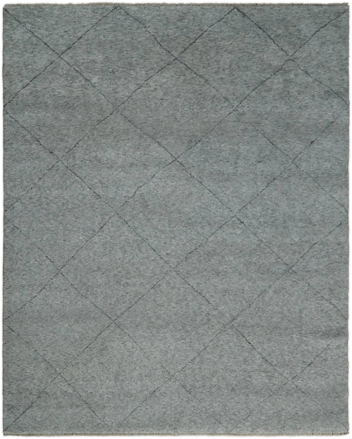 Silver and Gray Hand Woven 8x10 Trellis Moroccan Rug Made with Fine Wool | TRDCP78810