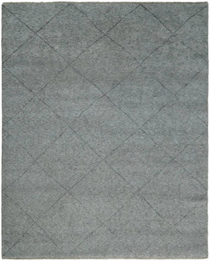 Silver and Gray Hand Woven 8x10 Trellis Moroccan Rug Made with Fine Wool | TRDCP78810