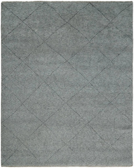 Silver and Gray Hand Woven 8x10 Trellis Moroccan Rug Made with Fine Wool | TRDCP78810
