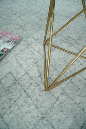 Silver and Gray Hand Woven 9x12 Trellis Moroccan Rug Made with Fine Wool | TRDCP101912