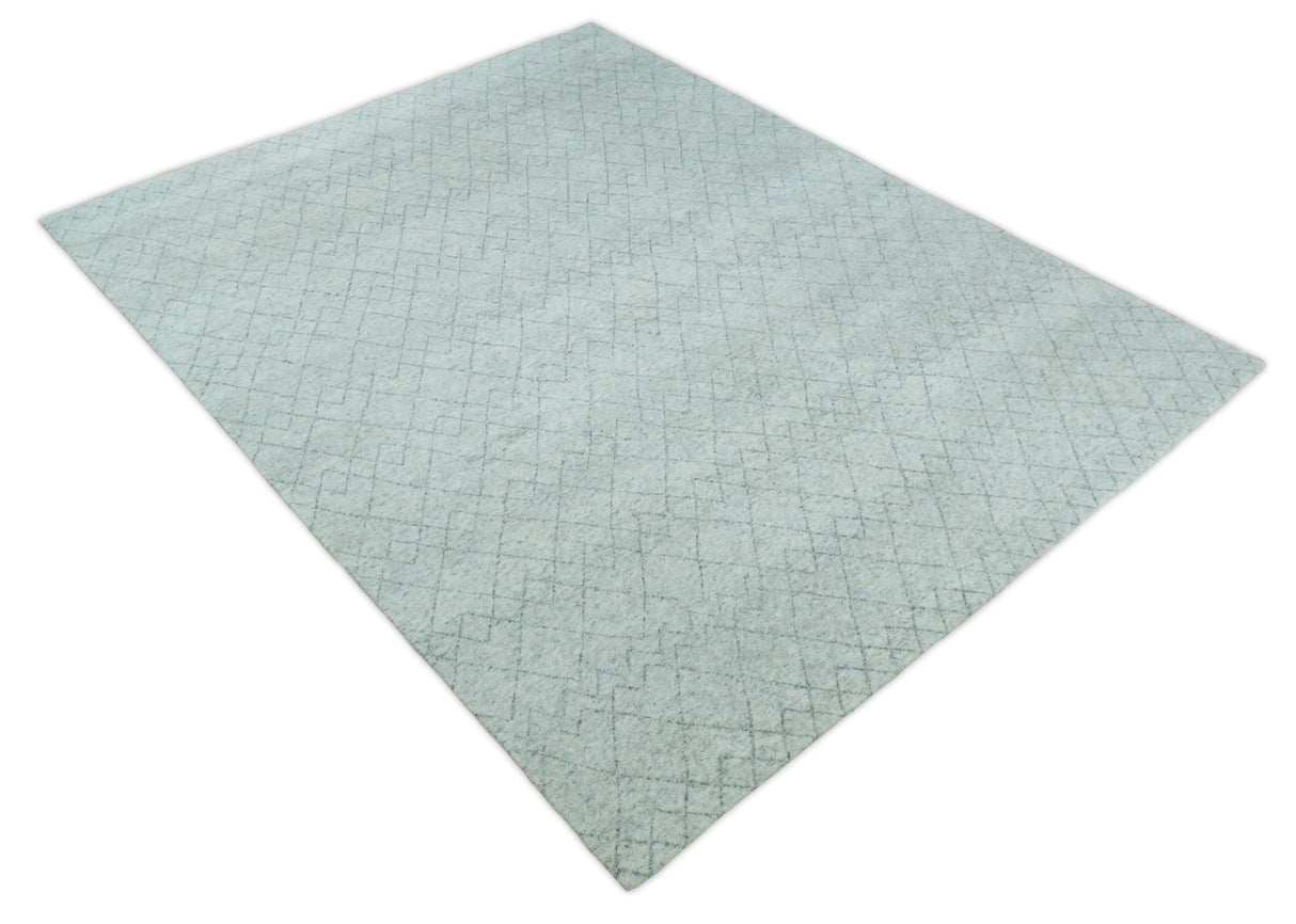 Silver and Gray Hand Woven 9x12 Trellis Moroccan Rug Made with Fine Wool | TRDCP101912