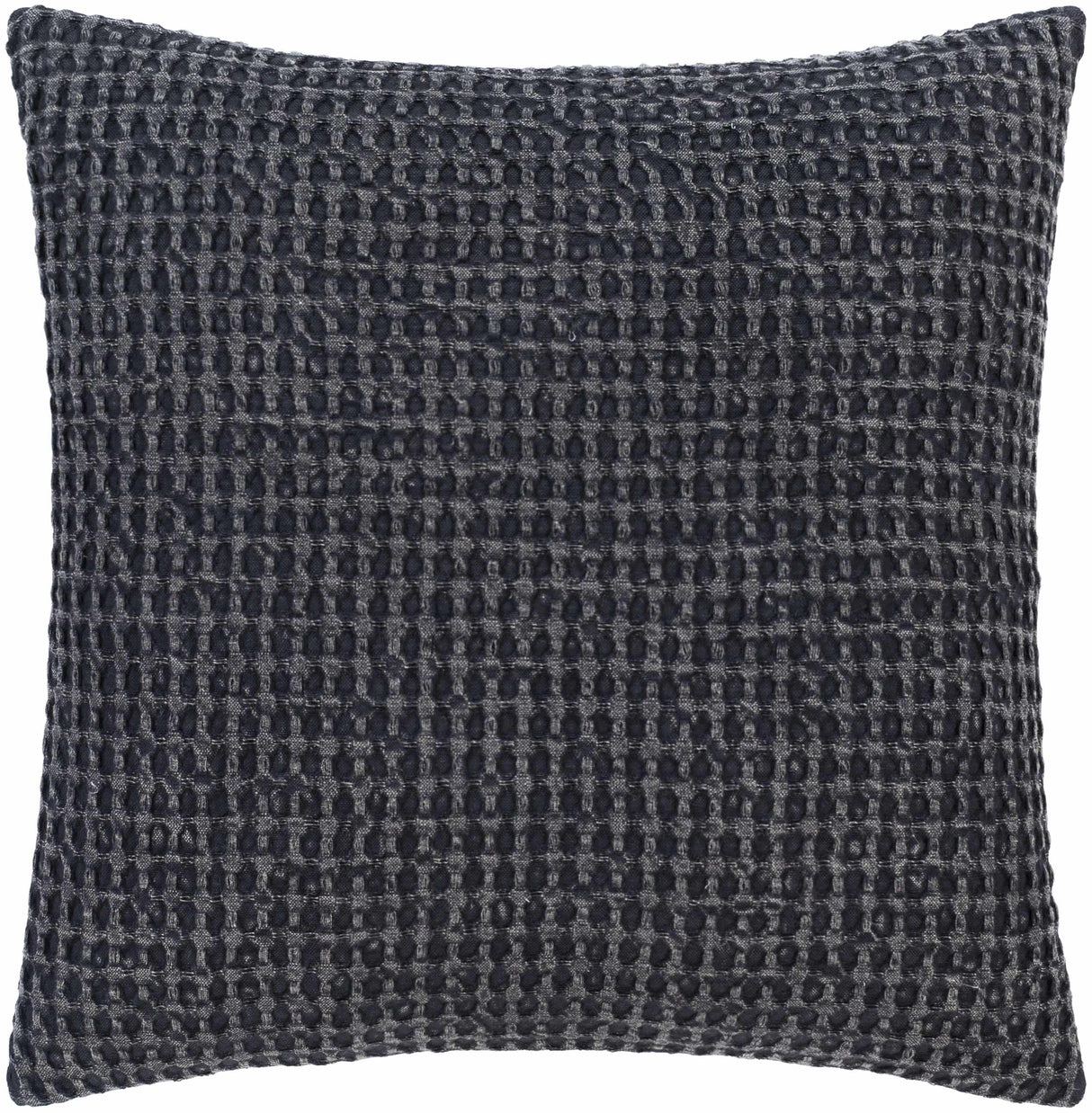 Skipperville Textured Black Woven Square Throw Pillow