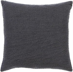 Skipperville Textured Black Woven Square Throw Pillow