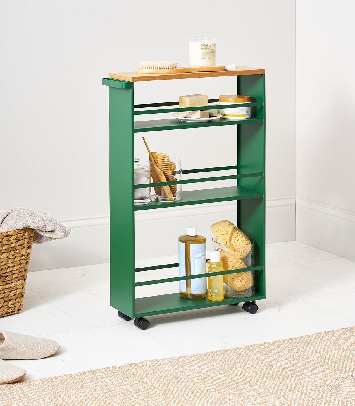 Slim Storage Cart (32" H) - Steel - Forest Green