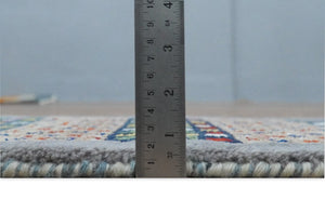 Small 1.5x2 Gray, Blue and Camel Wool Hand Knotted traditional Vintage Antique Southwestern Tribal Gabbeh | TRDCP566152