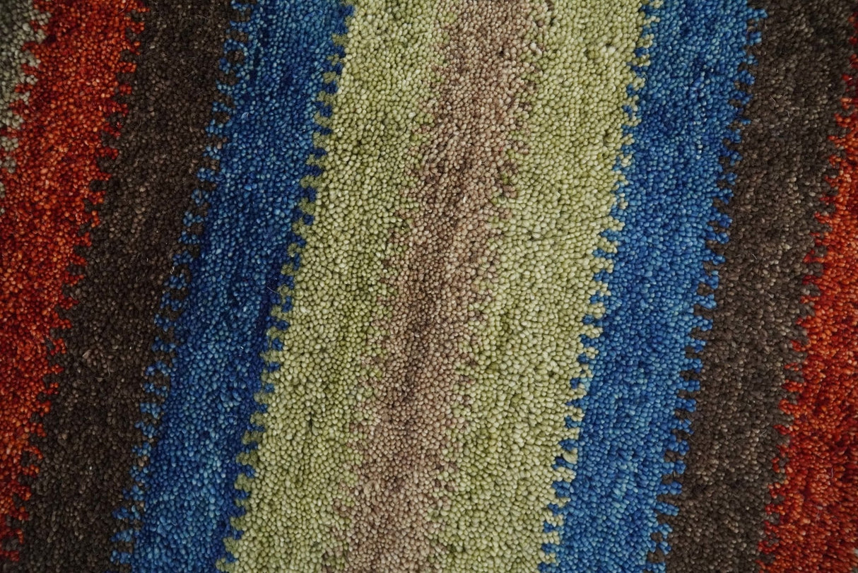 Small 1.5x2 Red, Blue and Green Wool Hand Knotted traditional Persian Vintage Antique Southwestern Gabbeh Rug| TRDCP307152