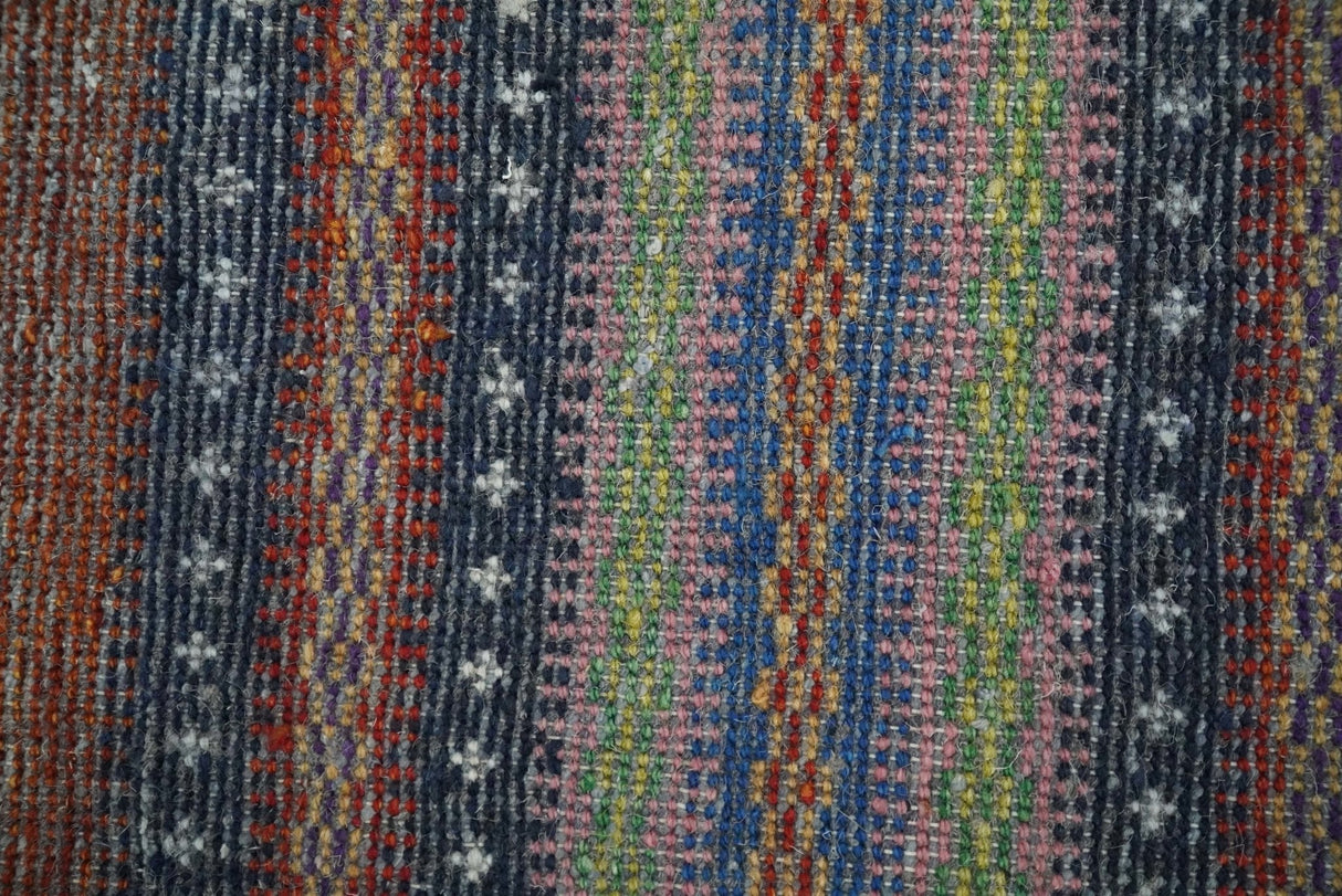 Small 1.5x2 Rust and Blue Wool Hand Knotted traditional Persian Vintage Antique Scandinavian Gabbeh Rug| TRDCP315152