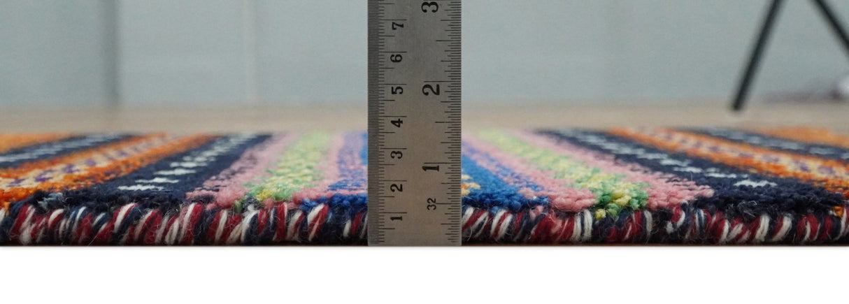 Small 1.5x2 Rust and Blue Wool Hand Knotted traditional Persian Vintage Antique Scandinavian Gabbeh Rug| TRDCP315152