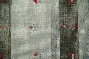 Small 1.5x2 White and Brown Wool Hand Knotted traditional Vintage Antique Southwestern Tribal Gabbeh | TRDCP356152