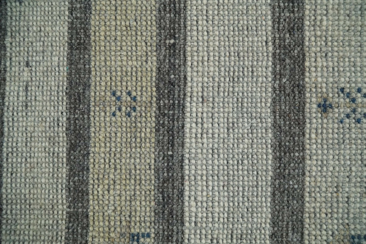 Small 1.5x2 White and Gray Wool Hand Knotted traditional Vintage Antique Southwestern Tribal Gabbeh | TRDCP357152