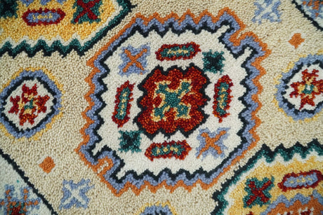 Small 2x3 Gray and Camel Wool Hand Knotted traditional Persian Vintage Antique Southwestern Kazak | TRDCP28123