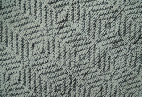 Small 2x3 Hand Knotted Ivory and Charcoal Tribal Design Wool Rug