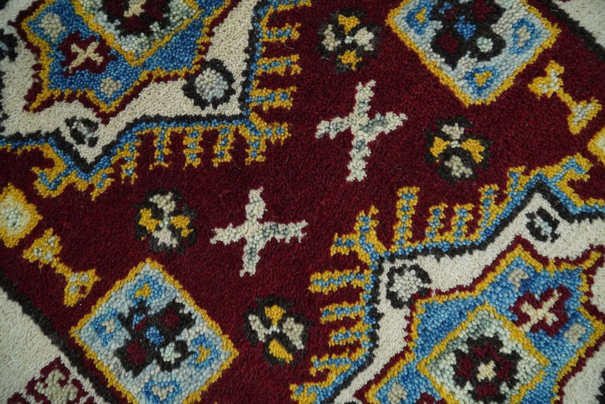 Small 2x3 Red and Beige Wool Hand Knotted traditional Persian Vintage Antique Southwestern Kazak | TRDCP20223
