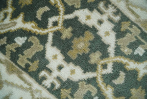 Small Entryway 2x3 Gray, Ivory and Beige Hand Knotted Oriental Oushak Wool Area Rug