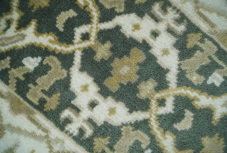 Small Entryway 2x3 Gray, Ivory and Beige Hand Knotted Oriental Oushak Wool Area Rug