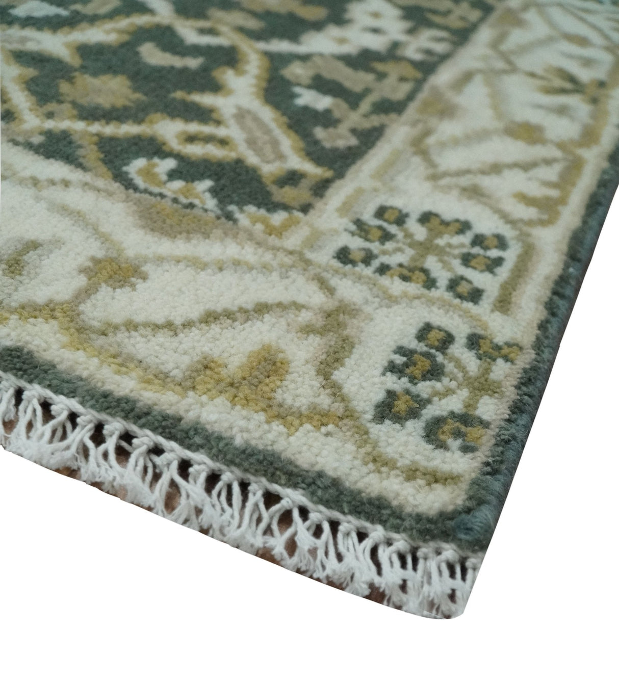 Small Entryway 2x3 Gray, Ivory and Beige Hand Knotted Oriental Oushak Wool Area Rug