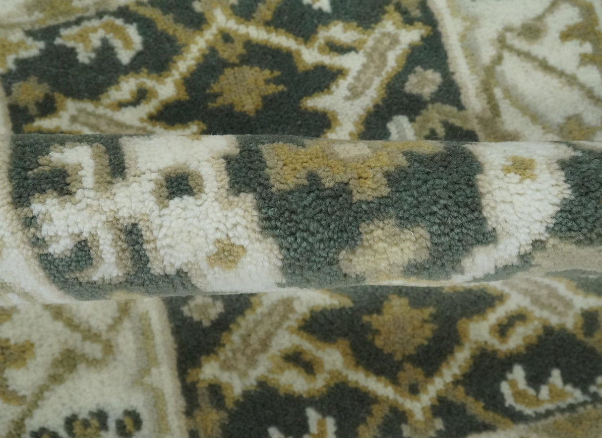 Small Entryway 2x3 Gray, Ivory and Beige Hand Knotted Oriental Oushak Wool Area Rug