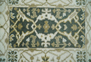 Small Entryway 2x3 Gray, Ivory and Beige Hand Knotted Oriental Oushak Wool Area Rug