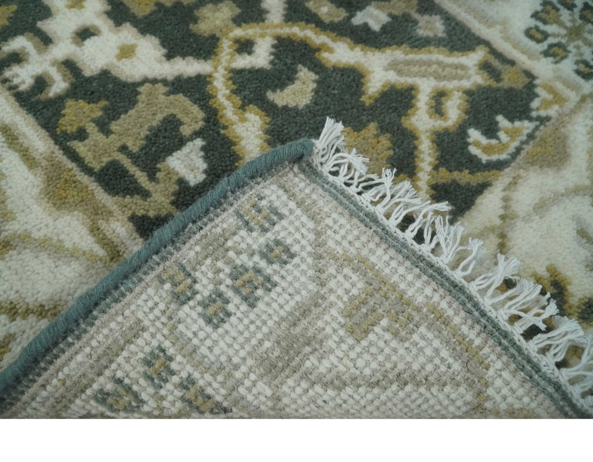 Small Entryway 2x3 Gray, Ivory and Beige Hand Knotted Oriental Oushak Wool Area Rug