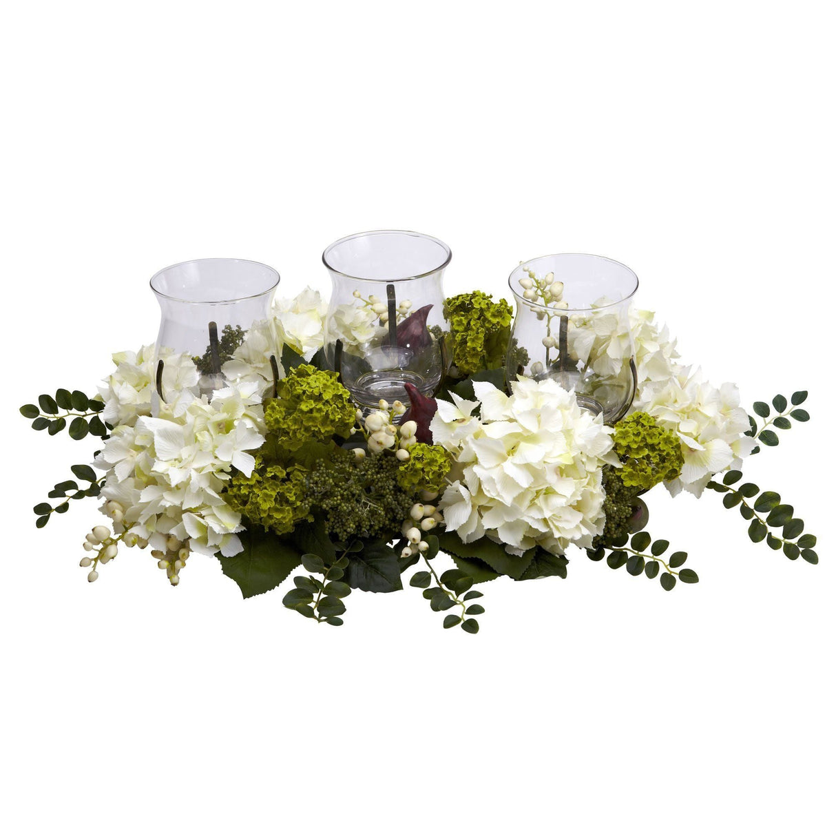 Snowball Hydrangea Triple Candle Holder