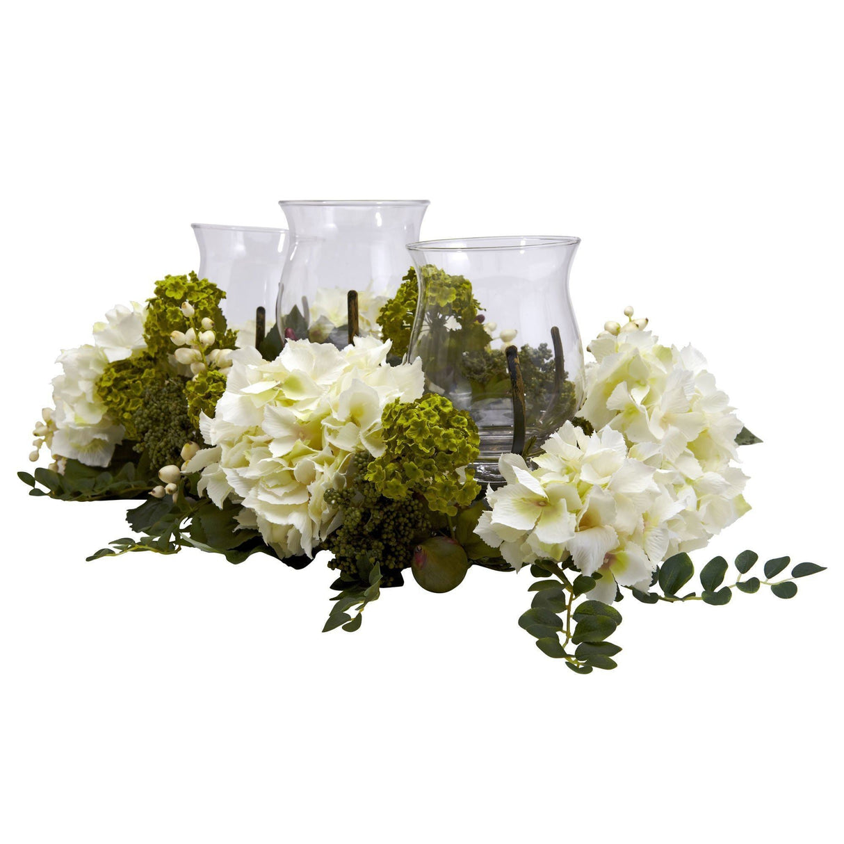 Snowball Hydrangea Triple Candle Holder