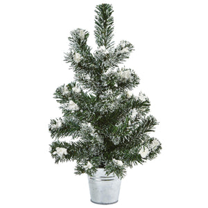 Snowy Pine Christmas Tree with Tin (Set of 2)