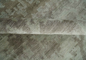 Soft and Cozy Modern Abstract Olive and Silver Hand knotted Bamboo Silk Area Rug