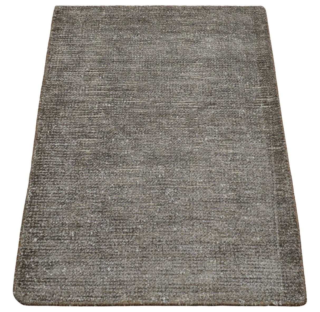 Solid 2x3 Brown Hand Knotted Entryway Silk Area Rug | TRD29784