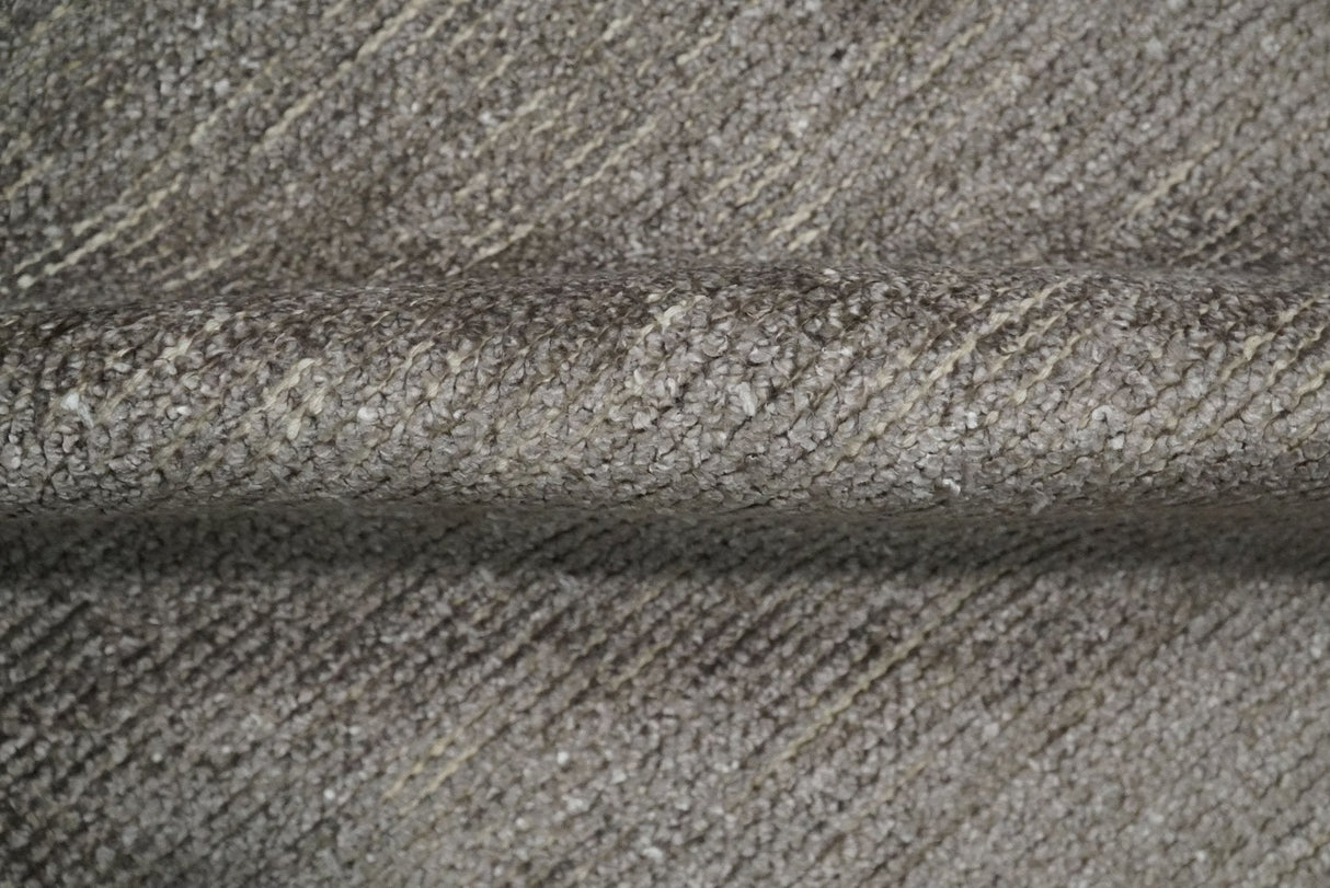 Solid 2x3 Brown Hand Knotted Entryway Silk Area Rug | TRD29784
