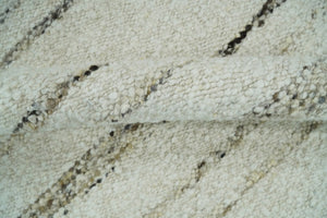 Solid 5x8 and 8x10 Ivory and brown Woolen Chunky and Soft Berber Area Rug | BER4