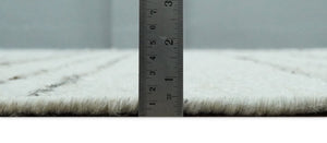 Solid 5x8 and 8x10 Ivory and brown Woolen Chunky and Soft Berber Area Rug | BER4