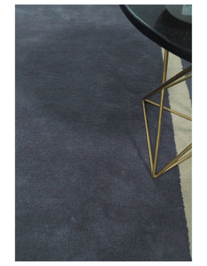 Solid 8x10 Gray and Beige Handmade Modern Scandinavian Wool Area Rug | SOL1