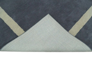 Solid 8x10 Gray and Beige Handmade Modern Scandinavian Wool Area Rug | SOL1