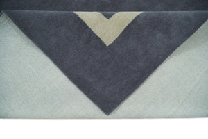 Solid 8x10 Gray and Beige Handmade Modern Scandinavian Wool Area Rug | SOL1